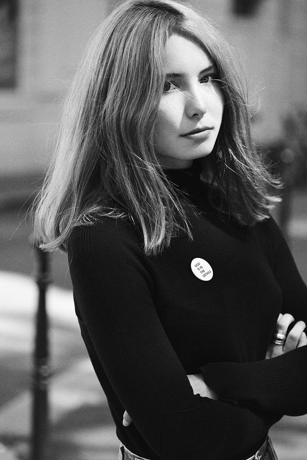 God is in the details white - badge