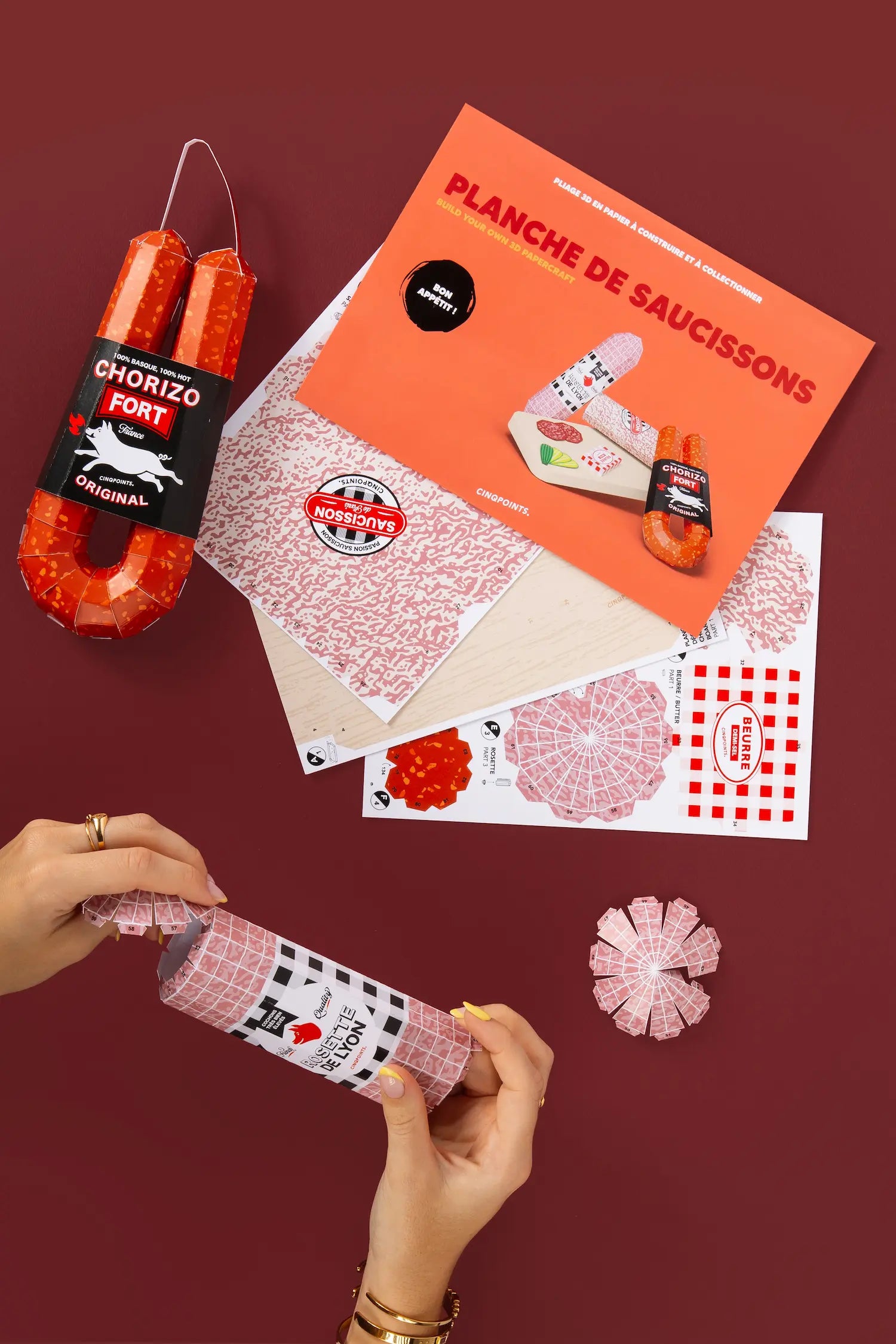 Papercraft Planche de Saucissons - Souvenir en papier 3d