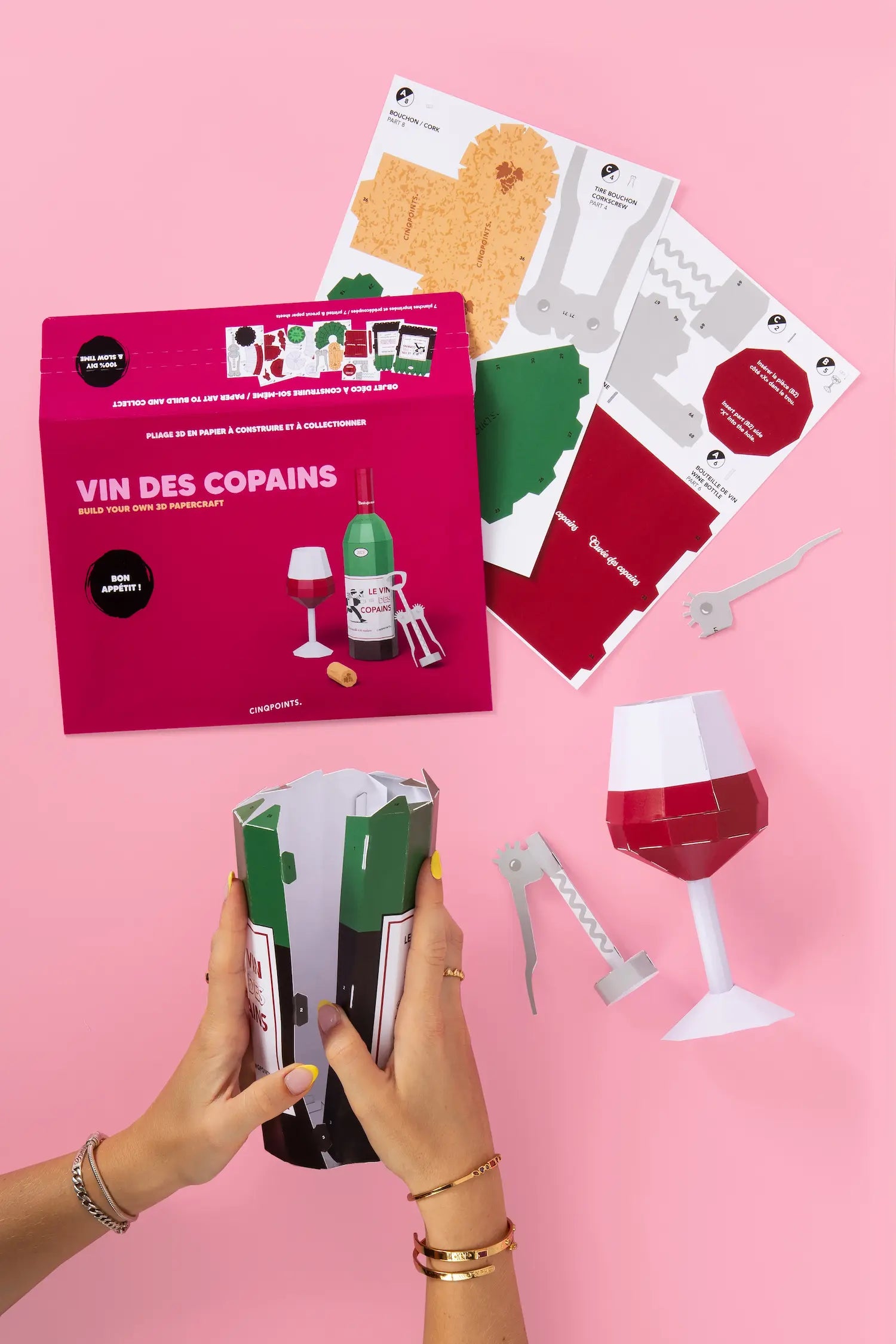 Papercraft Vin des Copains - Pliage en papier 3D