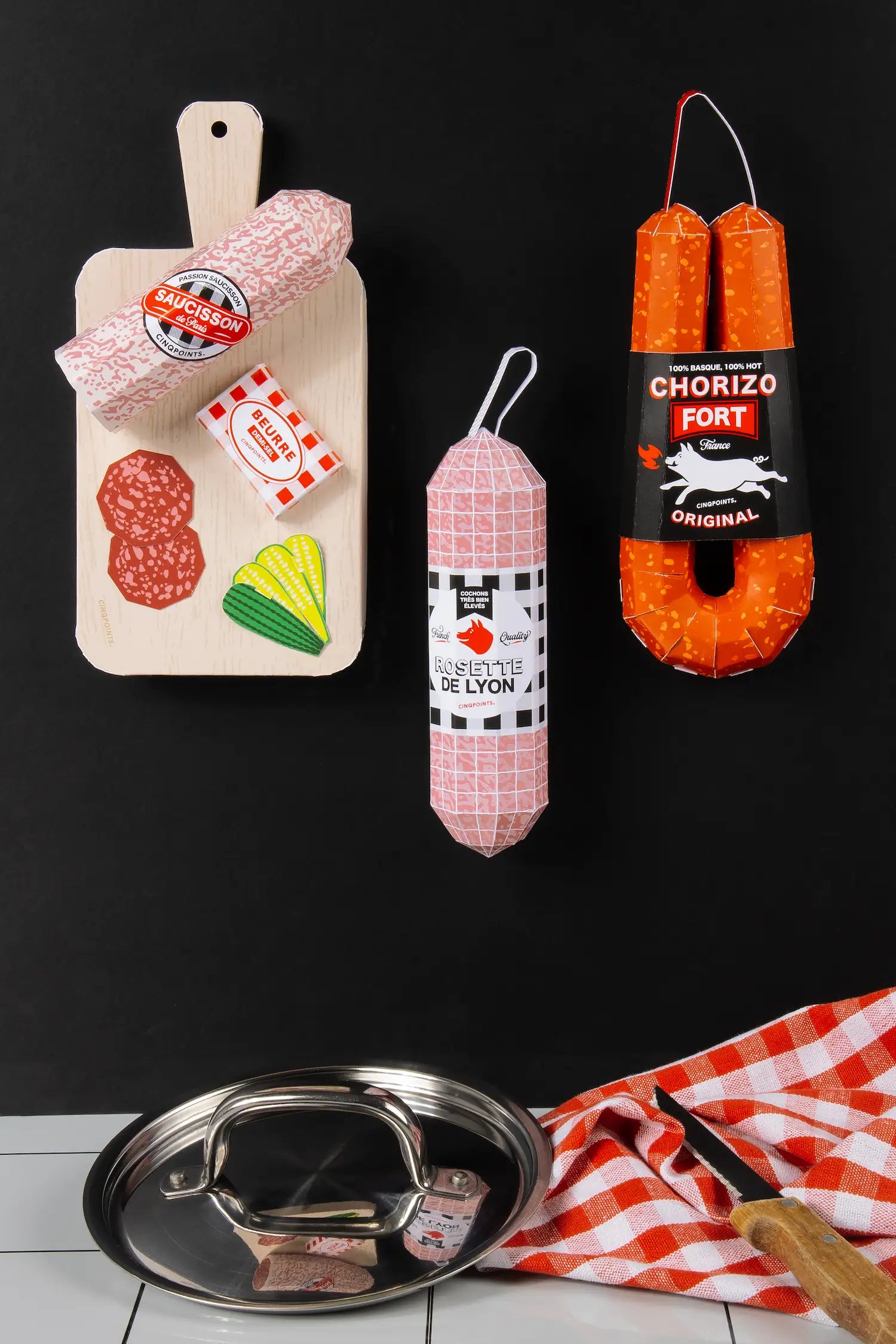 Papercraft Planche de Saucissons - Souvenir en papier 3d