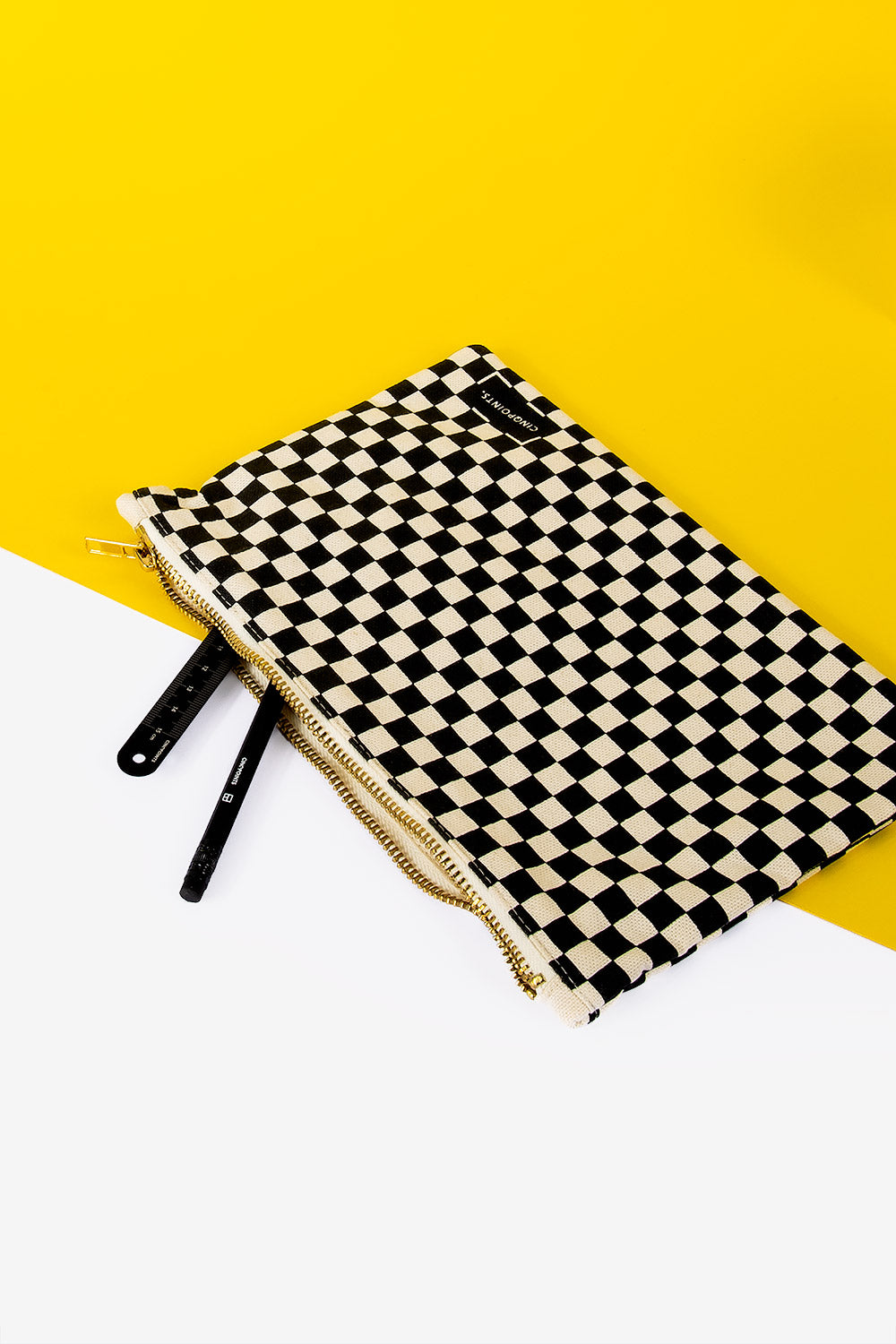 Large checkered pencil case