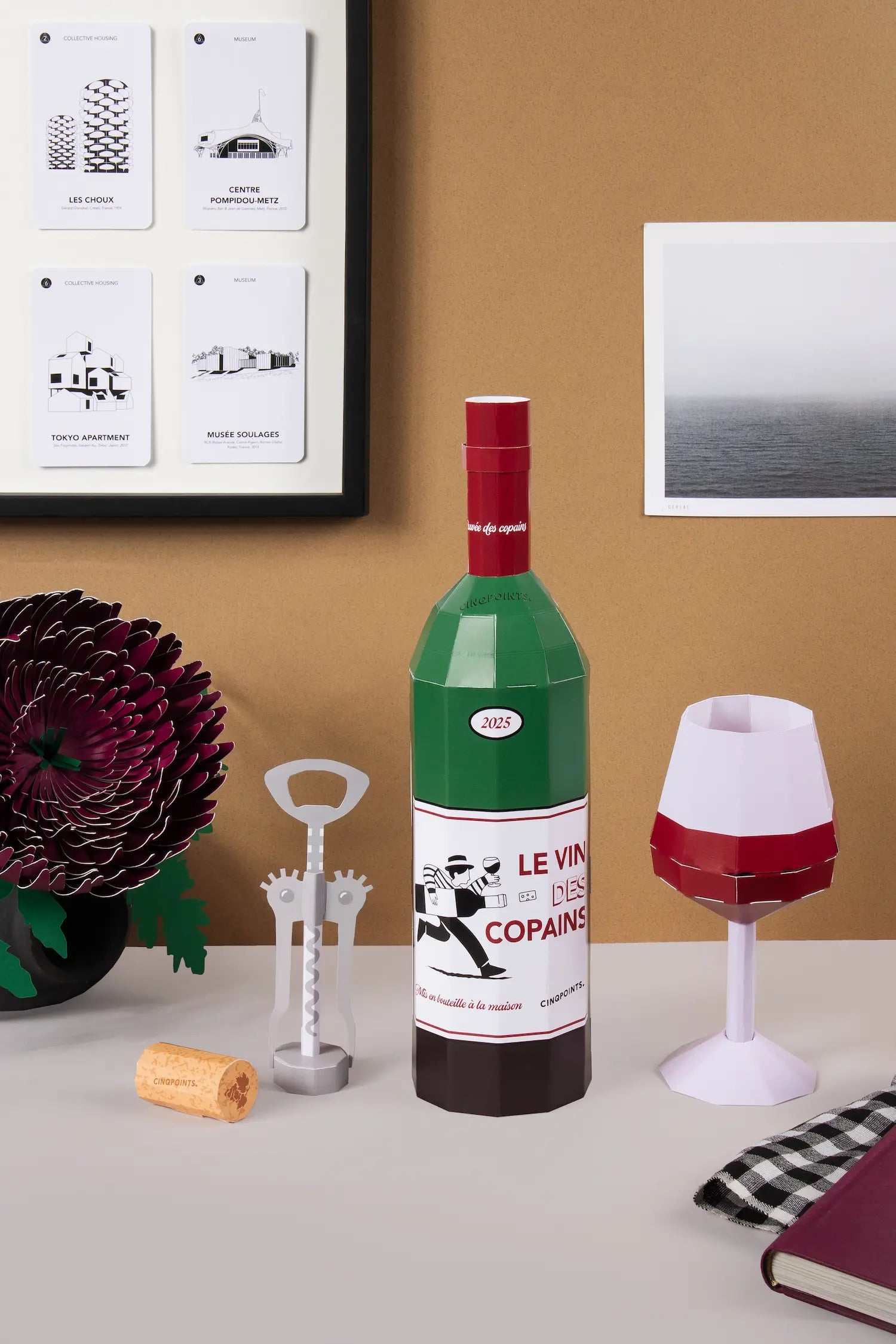 Papercraft Vin des Copains - Pliage en papier 3D
